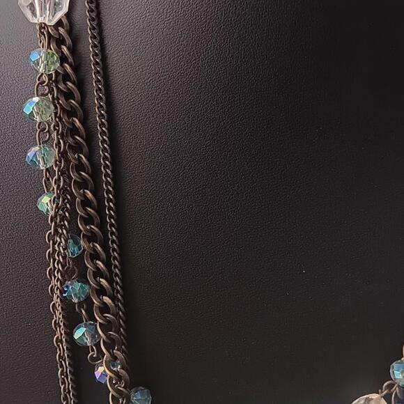 Cookie Lee Aurora Borealis and Bronze Multi-Strand Long Necklace - Picture 5 of 9